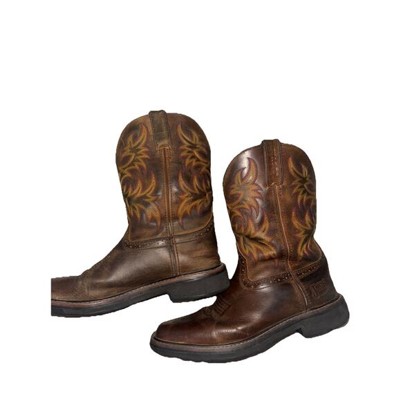 Justin Men’s Pull-On Driller Soft Toe Western Work Boots Brown Size 9EE SRA - Picture 2 of 6